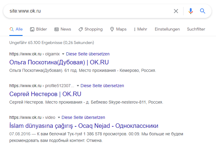 Suchergebnisse www.ok.ru