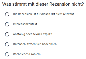 Gründe, eine Rezension entfernen zu lassen