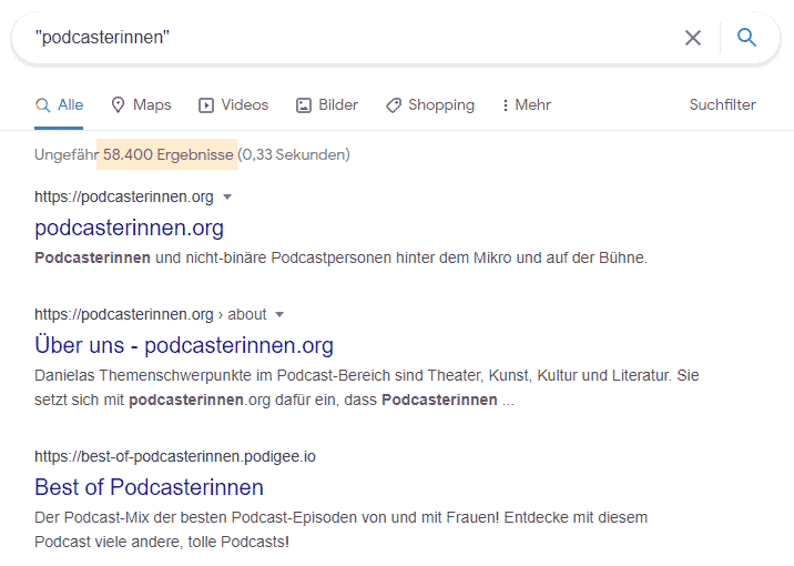 Google SEO gendern podcasterinnen