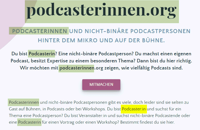 podcasterinnen gendern